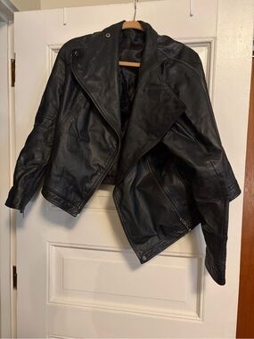 INC Classic Black Faux Leather Moto Jacket - Womens